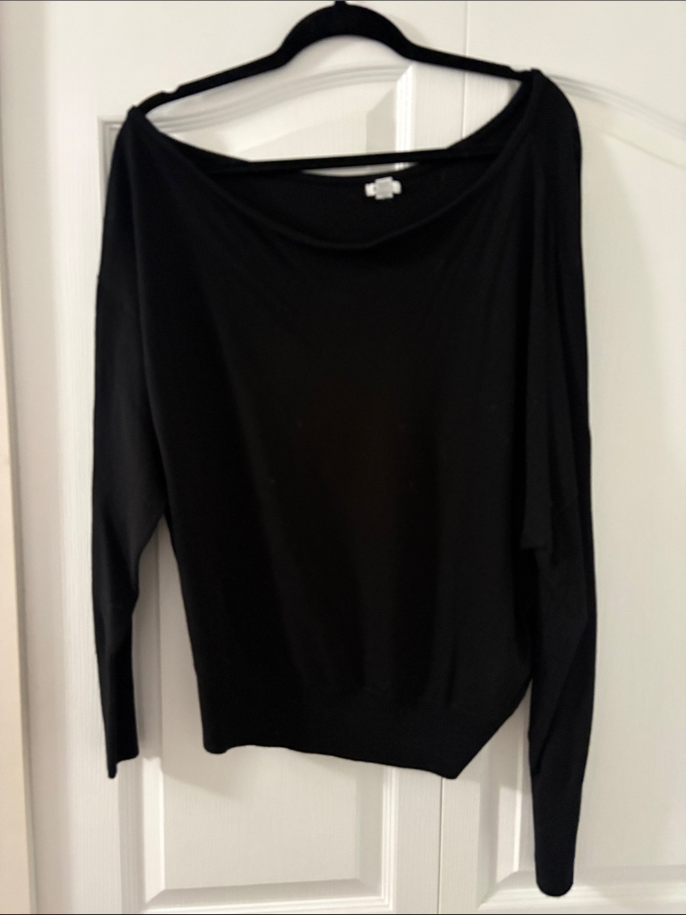 Garage Black Off-Shoulder Lightweight Sweater